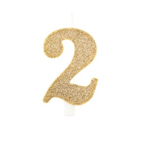 Vela Dourada Bio glitter número 2