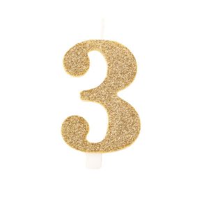Vela Dourada Bio glitter número 3