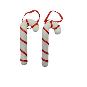 Bengala Açucar Veludo Branco Vermelho 10cm