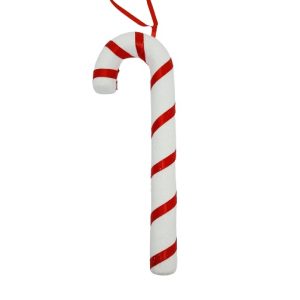 Bengala Açucar Veludo Branco Vermelho 19cm