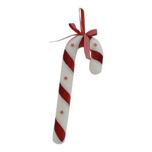 Bengala Açucar Veludo Branco Vermelho 35cm