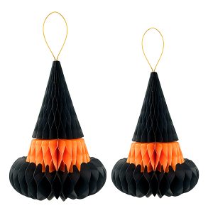 Chapéu Bruxa papel preto e laranja