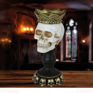 Castiçal Caveira com Coroa resina