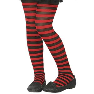 Collants Pretas Riscas Vermelhas Criança 8/12