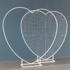 Arco Metal Coração Rede Branco Balões