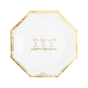 Pratos Papel Happy Birthday Cocktail 21cm