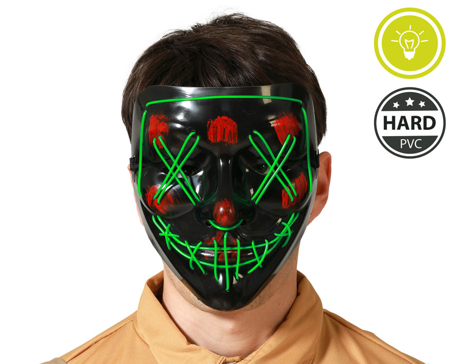 C74707 Máscara PVC Halloween Luz Verde