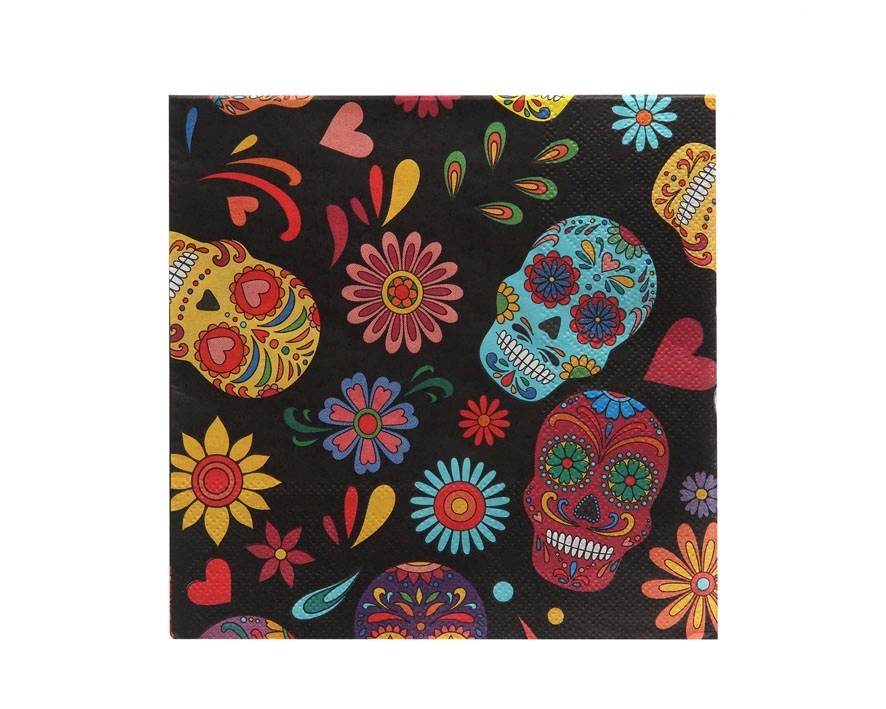 C79831 Guardanapos Papel Caveiras Mexicanas